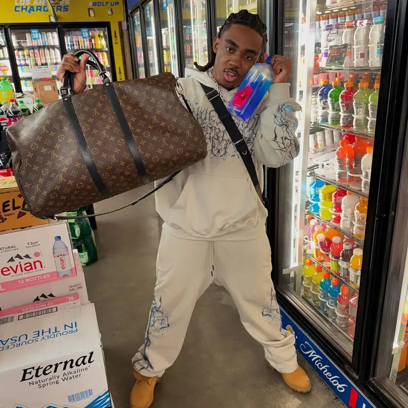 Eem Triplin outfit in Copes, Timberland, and Louis Vuitton, 2025