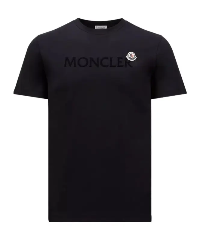 Moncler Flocked-logo Cotton T-shirt In Black $380