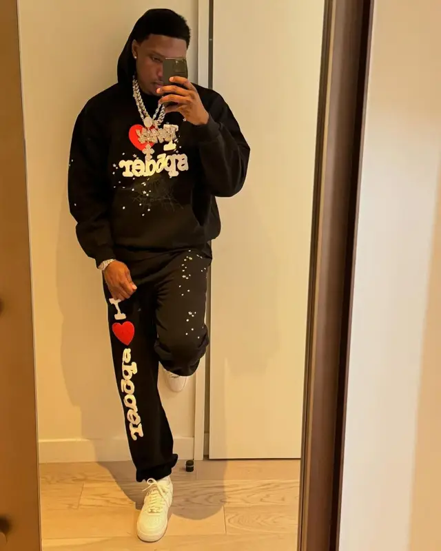 Rob49 outfit in Spider Worldwide and Nike, 2025