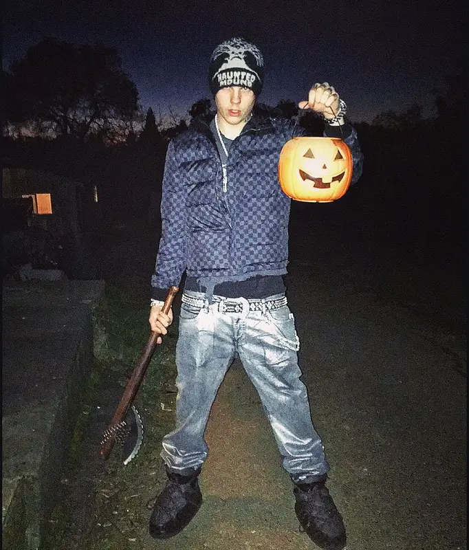 Sematary outfit in Louis Vuitton, Robins Jeans, and B.B. Simon, 2025