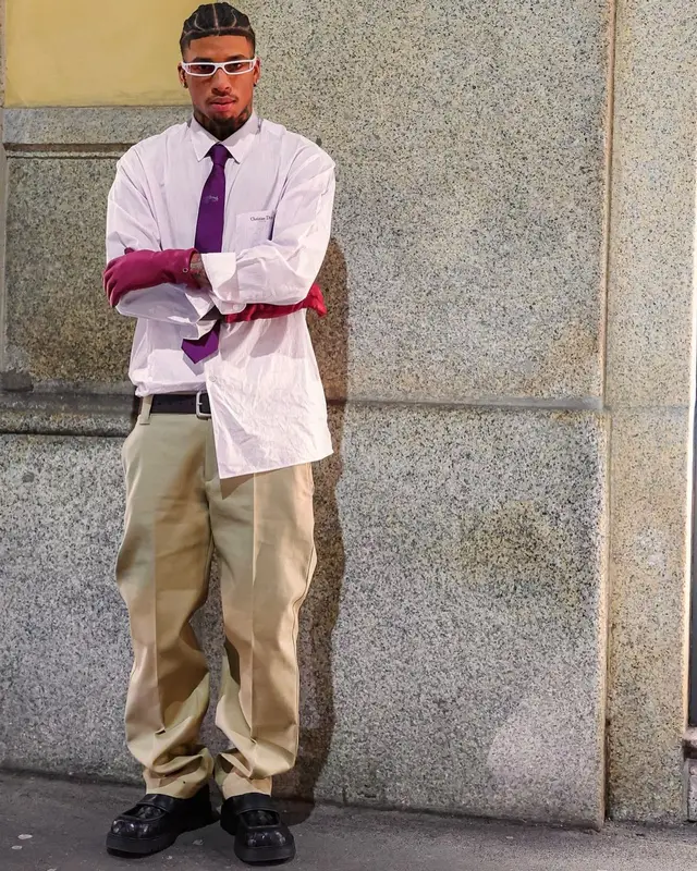 NLE Choppa outfit in Dior, Bottega Veneta, and Rick Owens, 2025
