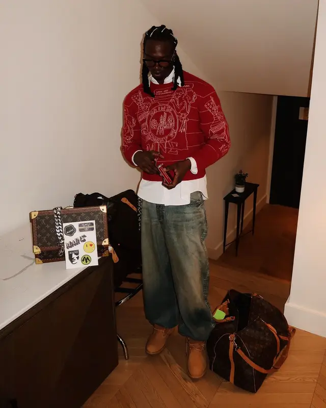 Lancey Foux outfit in Balenciaga, Timberland, and Chrome Hearts, 2025