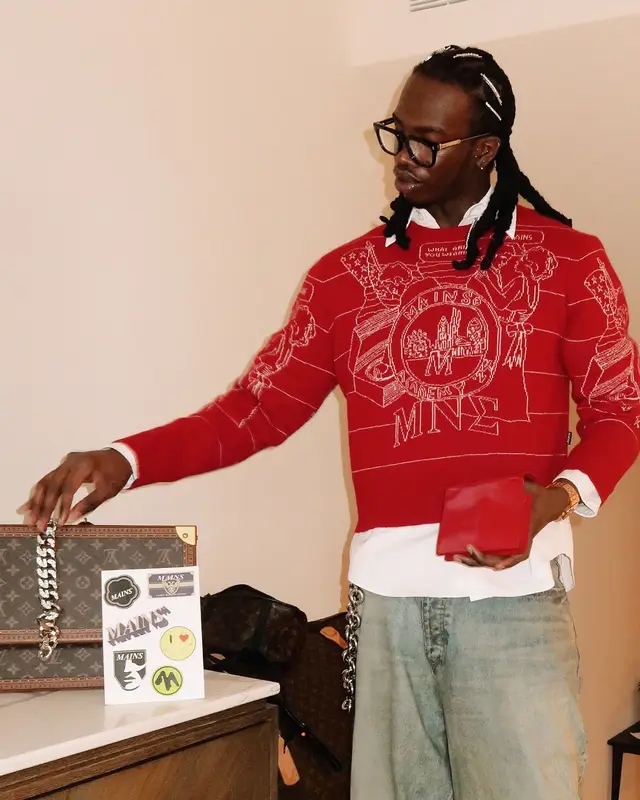 Lancey Foux outfit in Balenciaga, Timberland, and Chrome Hearts, 2025