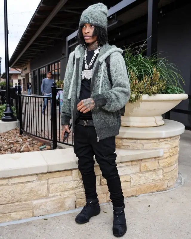 Lil Perfect outfit in Jordan, Louis Vuitton, and Derschutze, 2025