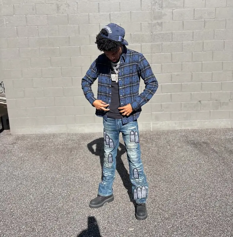 Nardo Wick outfit in Chrome Hearts, Who Decides War, and Vertabrae, 2025