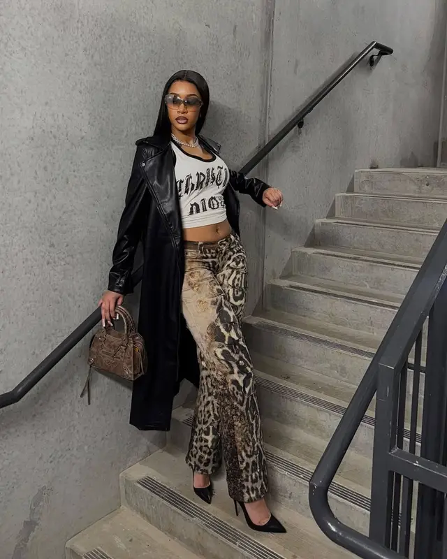 Lakeyah outfit in Dior, FashionNova, and Christian Louboutin, 2025