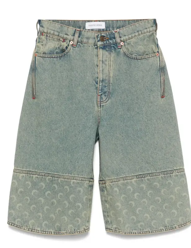 Marine Serre Moon Laser Bermuda Shorts In Blue $540
