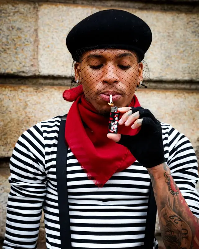 NLE Choppa outfit in Comme Des Garcons, Rick Owens, and Saint Laurent, 2025