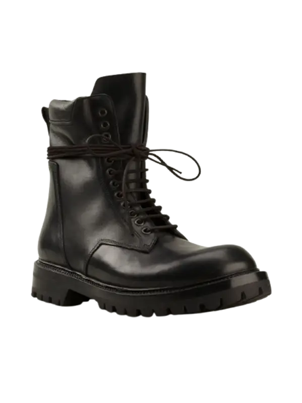 Rick Owens Black Combat Boots $1100