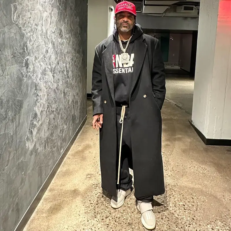 Jim Jones outfit in Fear of God, Adidas, and NBA, 2025