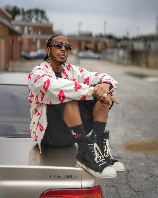 Ludacris outfit in Rick Owens, Cazal, and Rhude, 2025