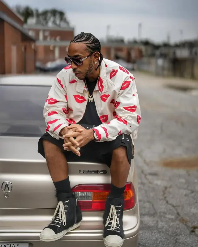 Ludacris outfit in Rick Owens, Cazal, and Rhude, 2025