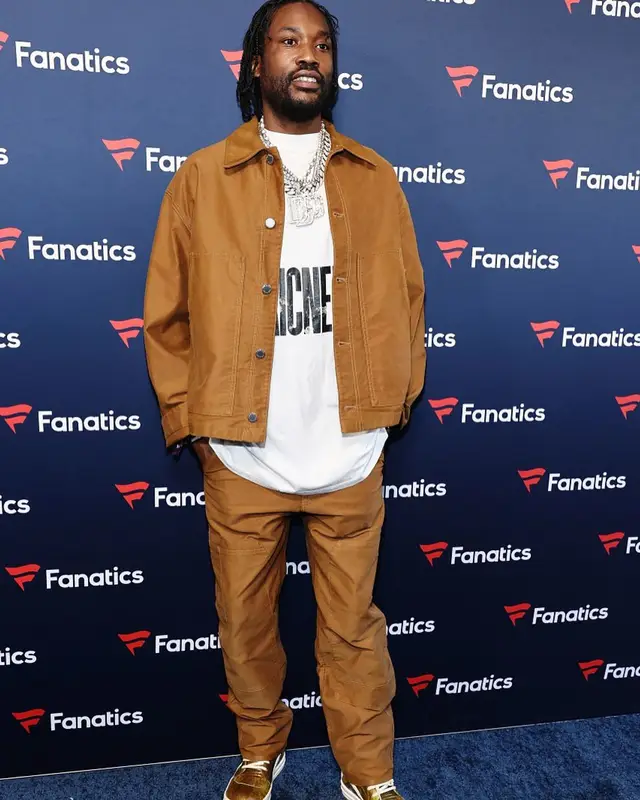 Meek Mill outfit in Prada, Balenciaga, and Rick Owens, 2025