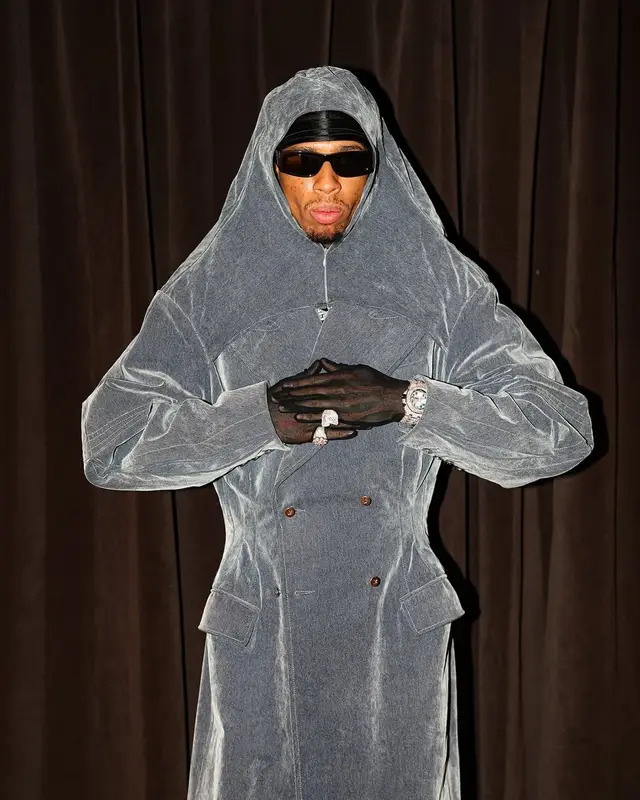 NLE Choppa outfit in Luar and Saint Laurent, 2025