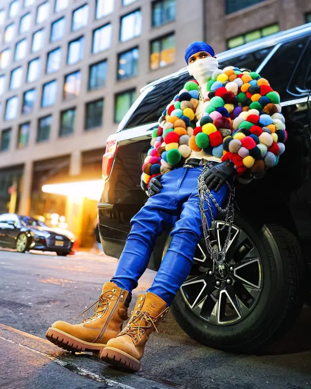 NLE Choppa outfit in Romeo Hunte, Louis Vuitton, and Timberland, 2025