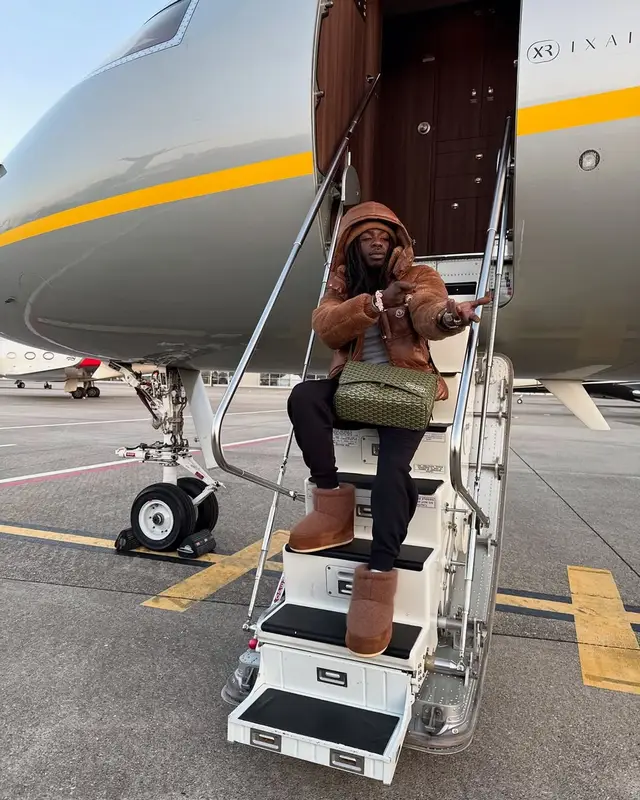 Gazo outfit in Moncler, Jacquemus, and Louis Vuitton, 2025