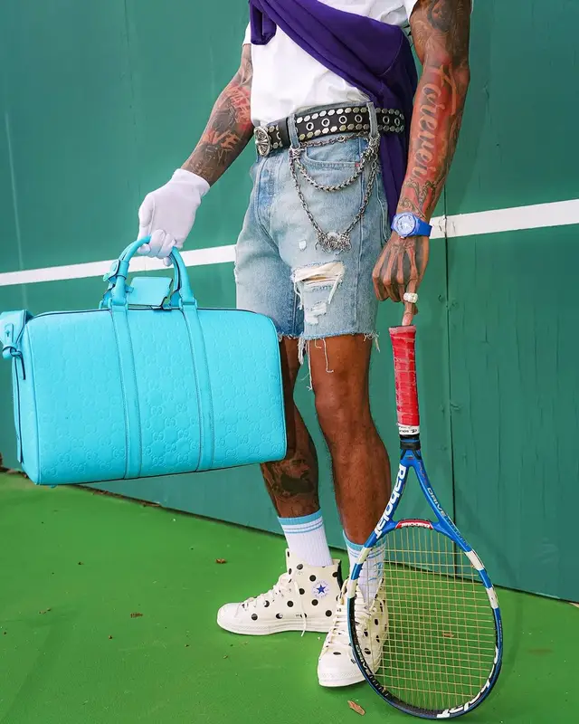NLE Choppa outfit in Hublot, Cartier, and Casablanca, 2025