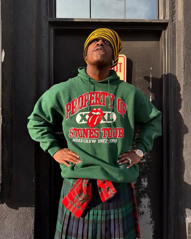 Lil Yachty outfit in Vintage, Patek Philippe, and Rolling Stones Merch, 2025