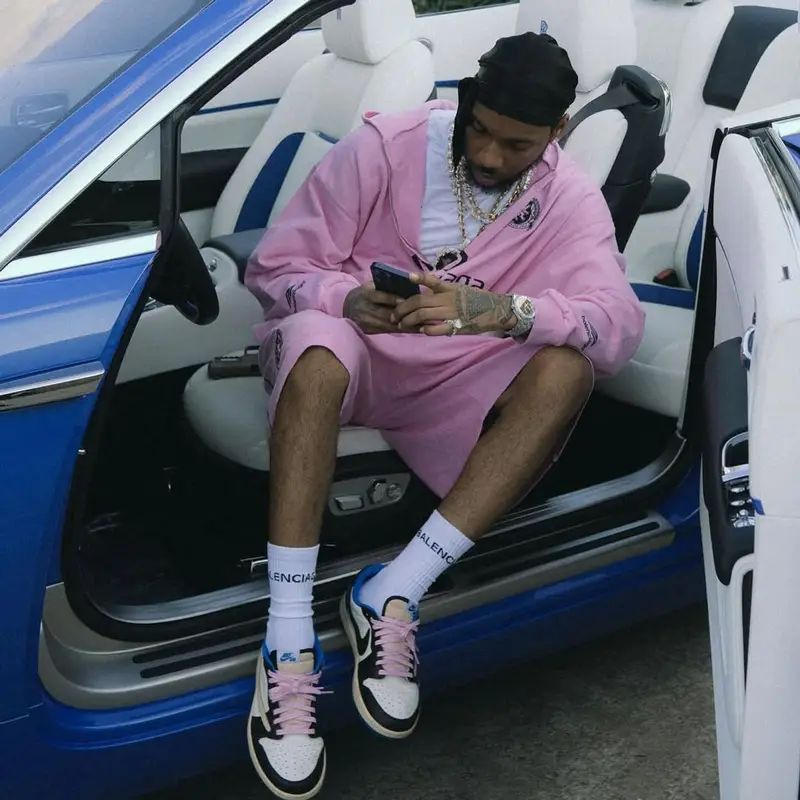 Key Glock outfit in Balenciaga, Nike, and Travis Scott Merch, 2025