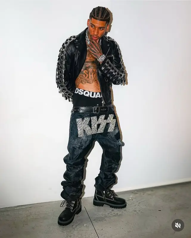 NLE Choppa outfit in Dsquared2, Louis Vuitton, and Timberland, 2025