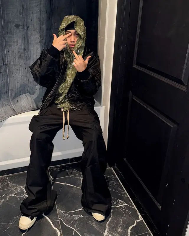 Stunna Gambino outfit in Supreme, Rick Owens, and Hanes, 2025