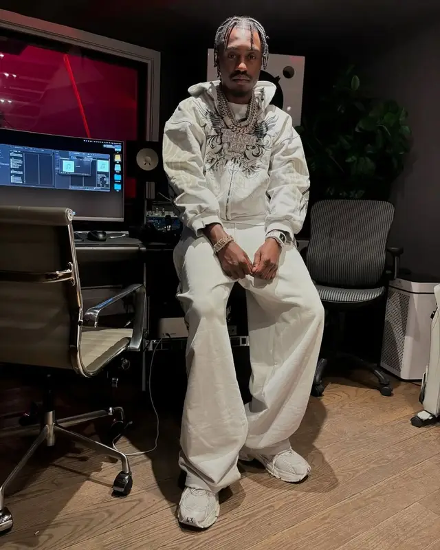 Lil Tjay outfit in Balenciaga, Richard Mille, and Goyard, 2025