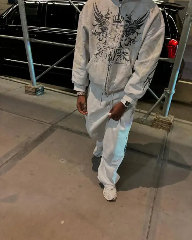 Lil Tjay outfit in Balenciaga, Richard Mille, and Goyard, 2025
