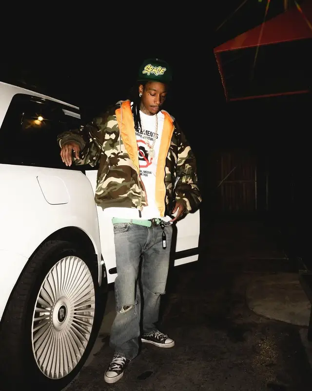 Wiz Khalifa outfit in Vetements, Balenciaga, and Chrome Hearts, 2025