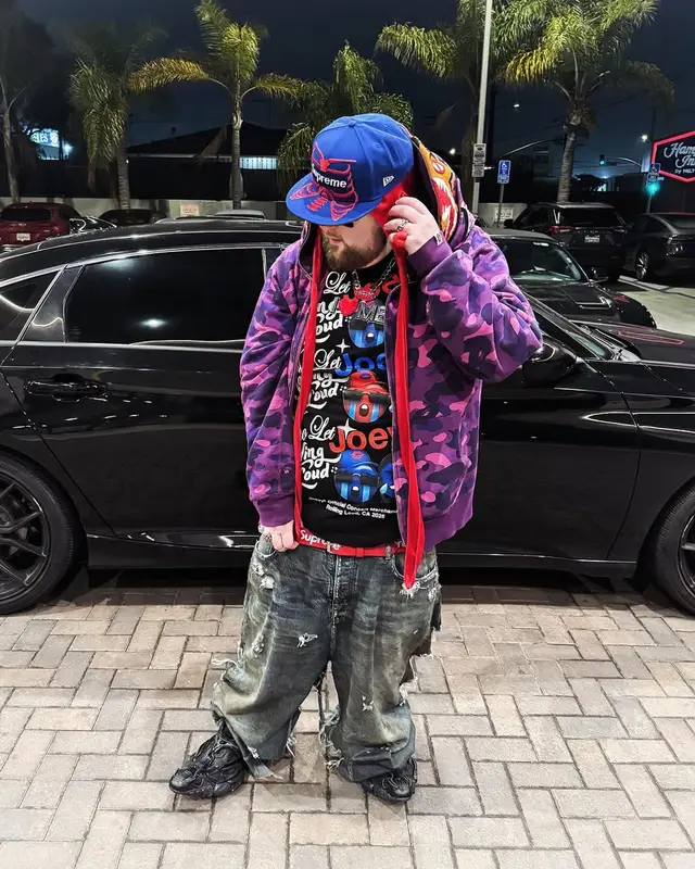 Joeyy outfit in Bape, Supreme, and New Era, 2025