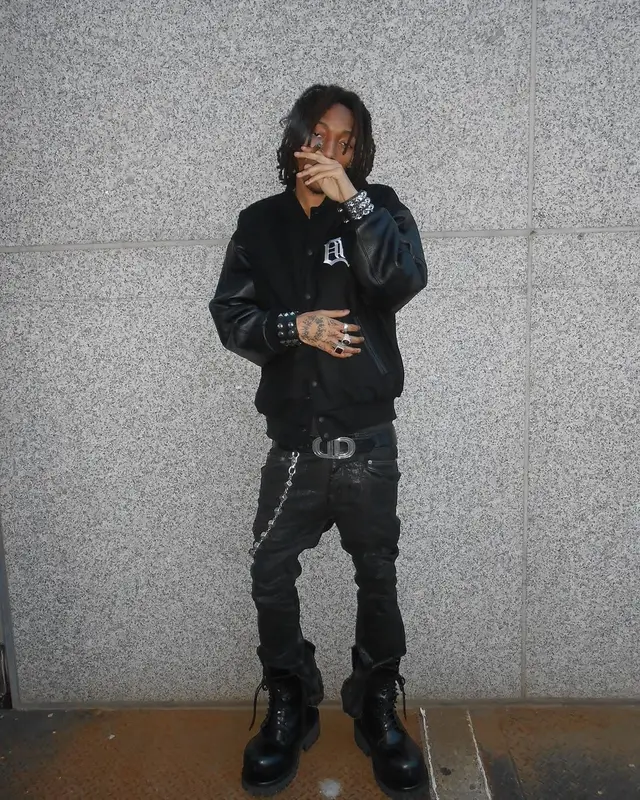 Lil Tecca outfit in Rick Owens, Balenciaga, and Chrome Hearts, 2025