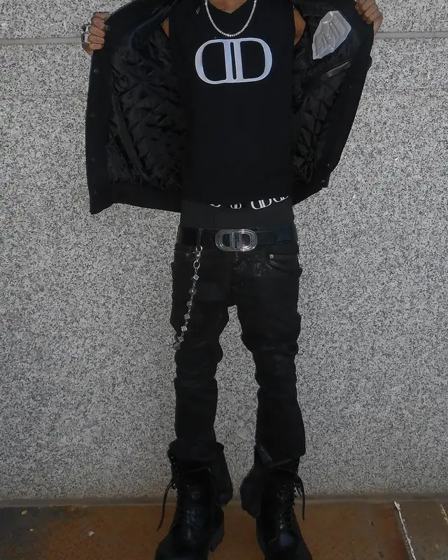 Lil Tecca outfit in Rick Owens, Balenciaga, and Chrome Hearts, 2025