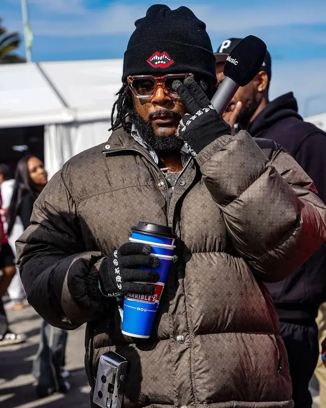 03 Greedo outfit in Maison Margiela, Chrome Hearts, and Matty Boy, 2025