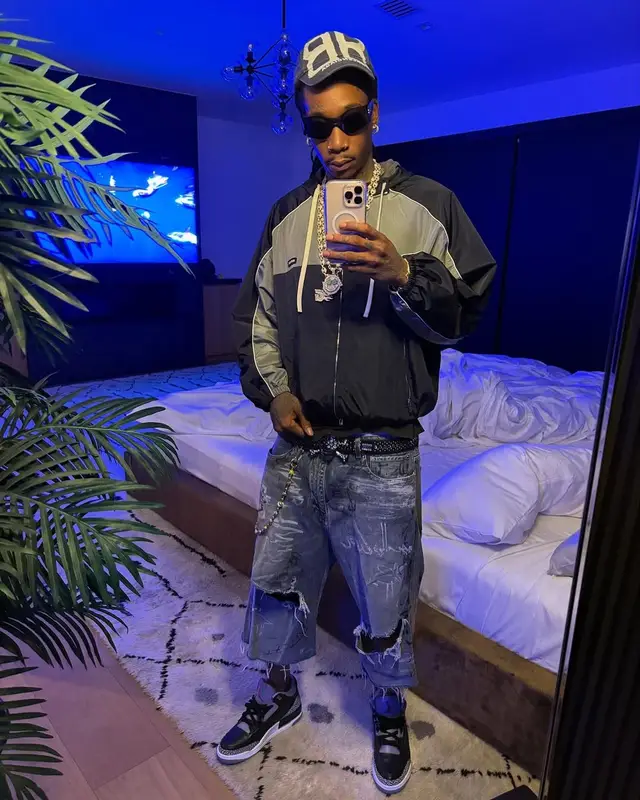 Wiz Khalifa outfit in Miu Miu, B.B. Simon, and Balenciaga, 2025