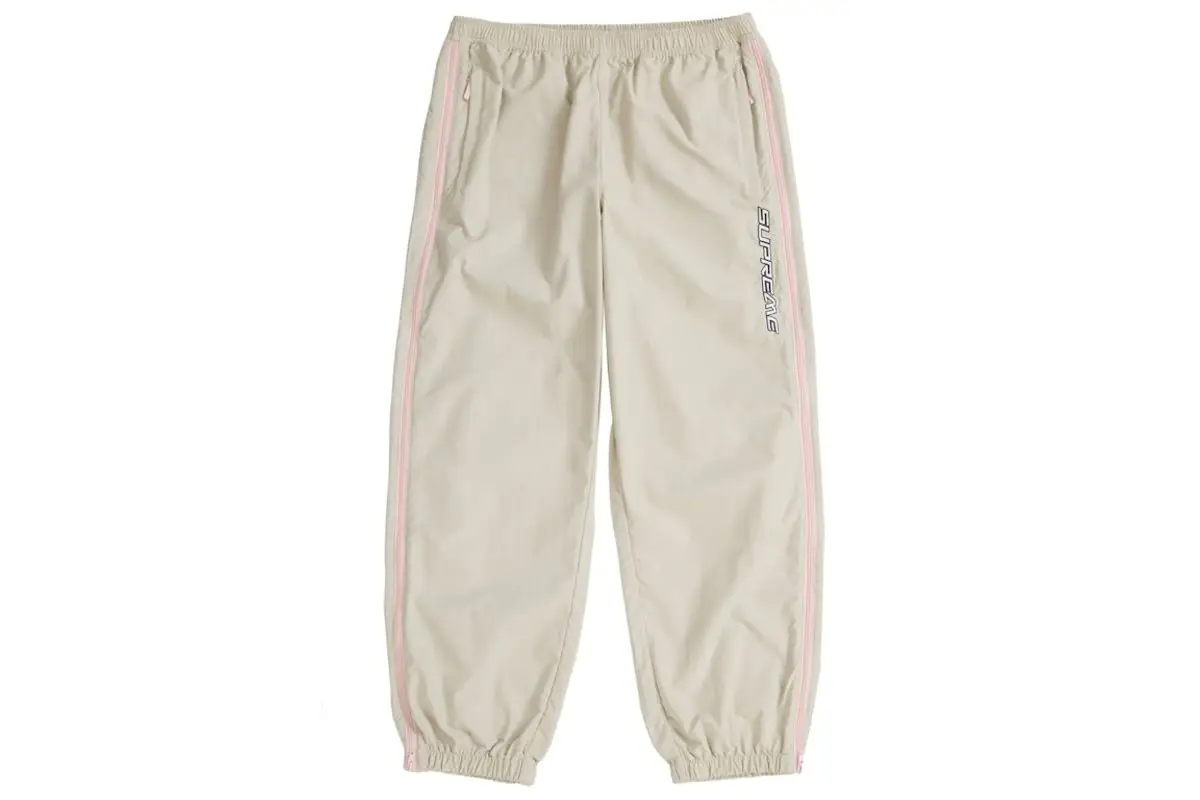 Supreme Contrast Zip Warm Up Pant Tan $225