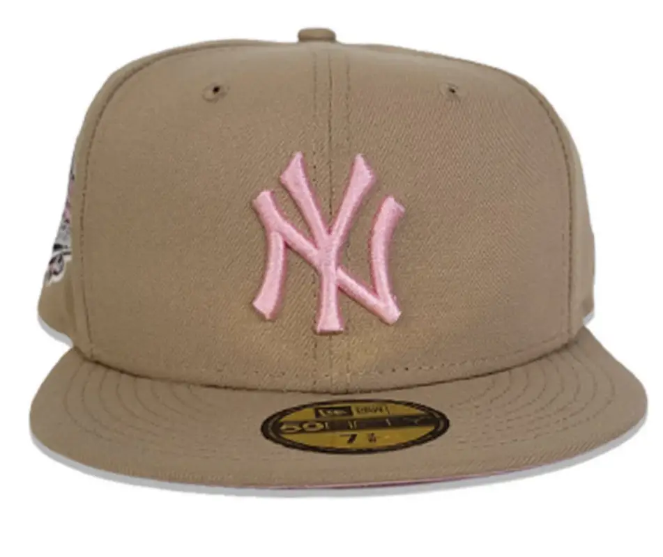 New Era Tan New York Yankees Pink Bottom 1999 World Series Side Patch New Era 59Fifty Fitted $50
