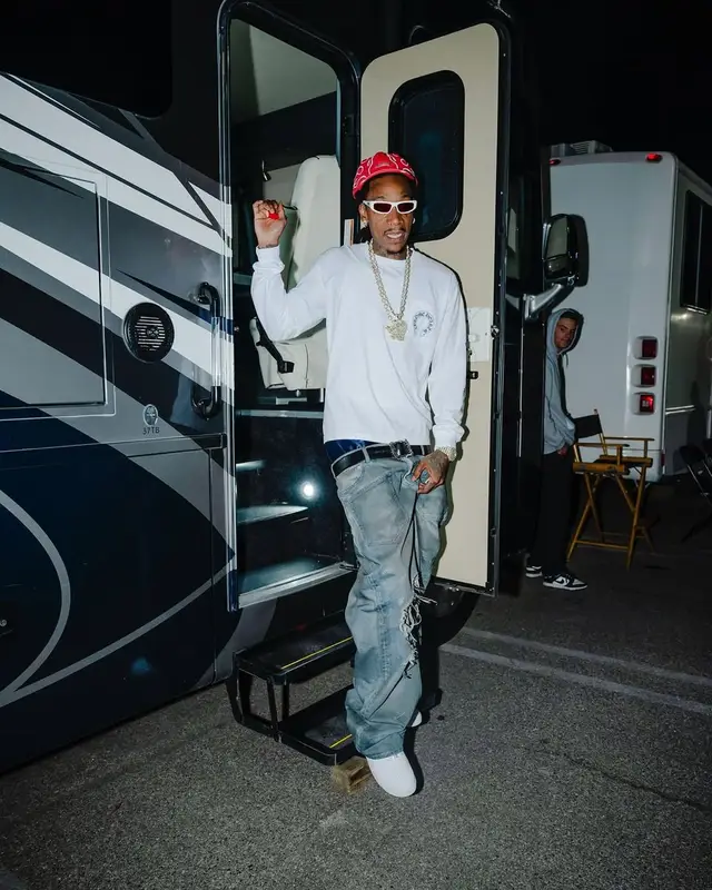 Wiz Khalifa outfit in Balenciaga, Nike, and Chrome Hearts, 2025