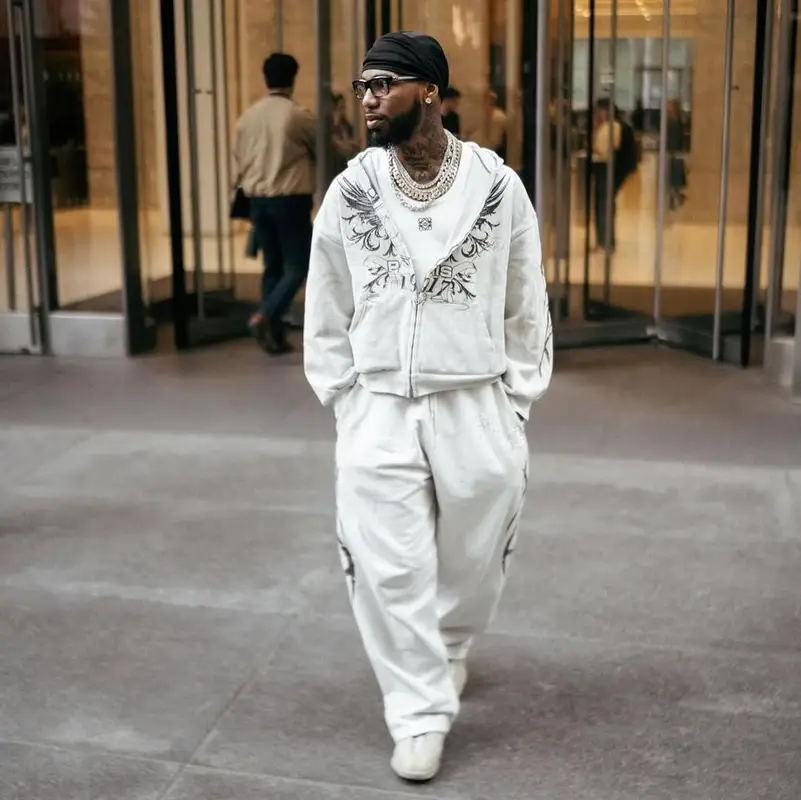 Key Glock outfit in Loewe, Balenciaga, and Chrome Hearts, 2025