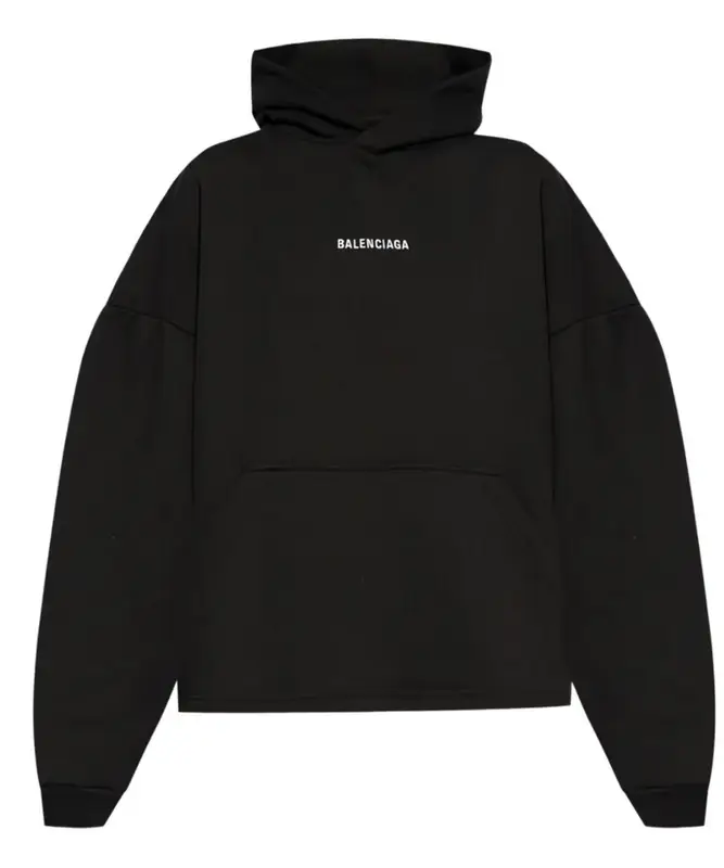 Balenciaga Crystal Logo Crop Cotton Archetype Fleece Hoodie In Black $672