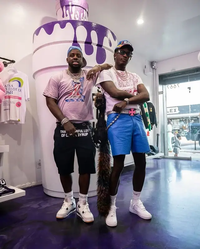 Young Thug outfit in Cough Syrup and Nike, 2025
