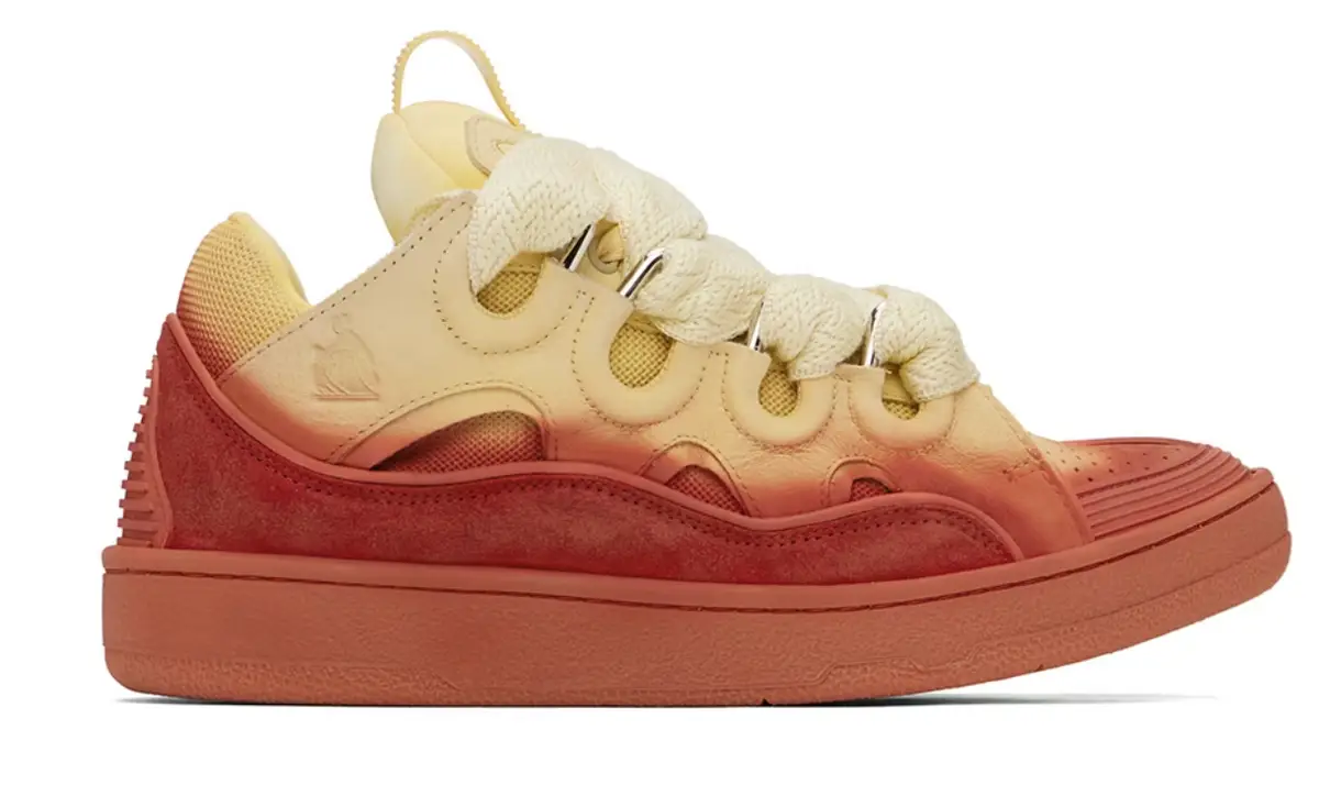 Lanvin Yellow & Red Leather Curb Sneakers $990