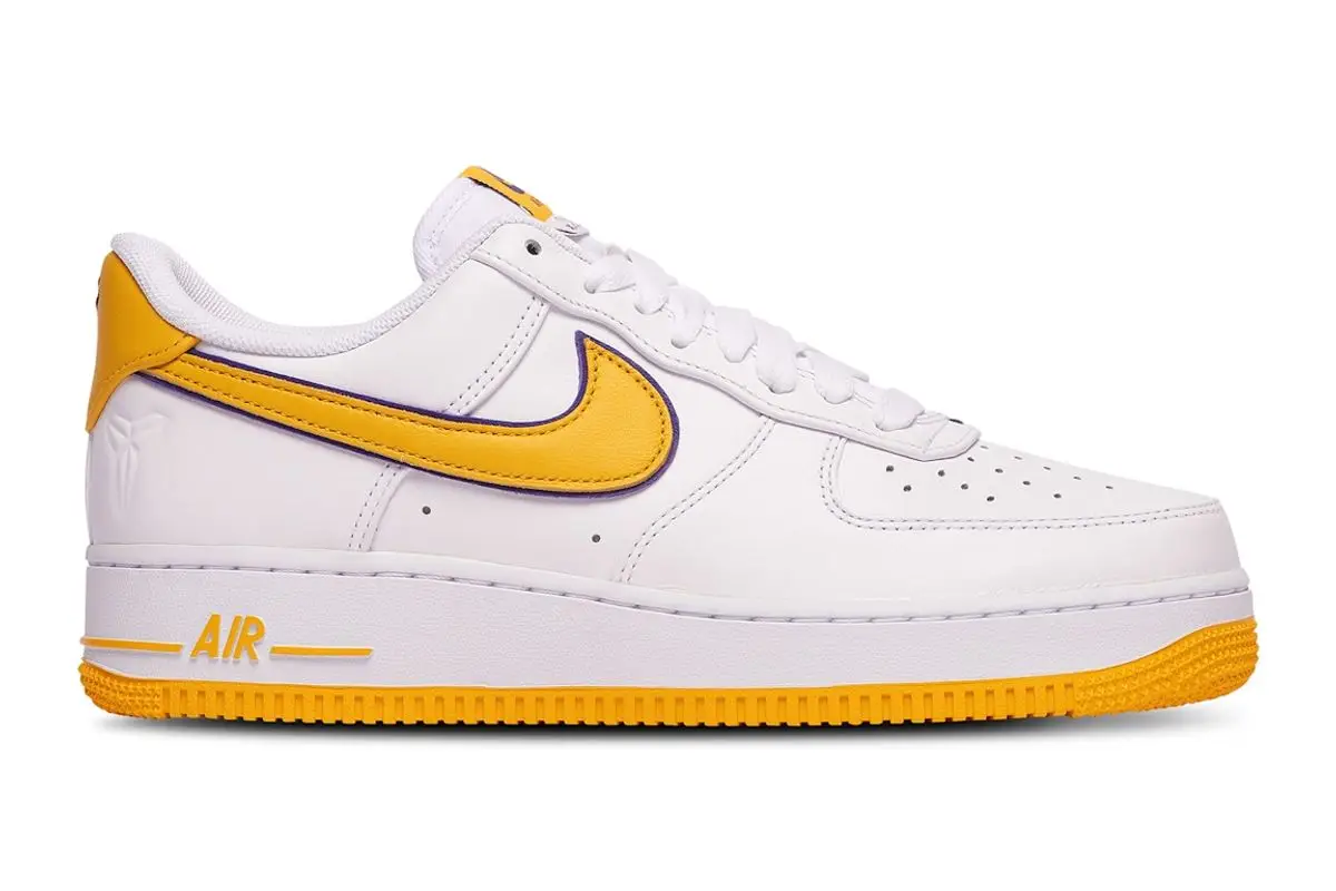 Nike Air Force 1 Low Lakers Home In White Sneakers  $135