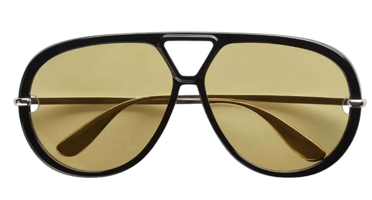 Bottega Veneta Classic Aviator Sunglasses In Black/yellow $620