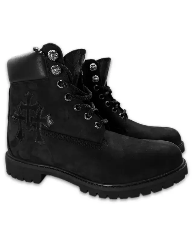 Timberland Triple Cross Patch Black Suede Boots $12500