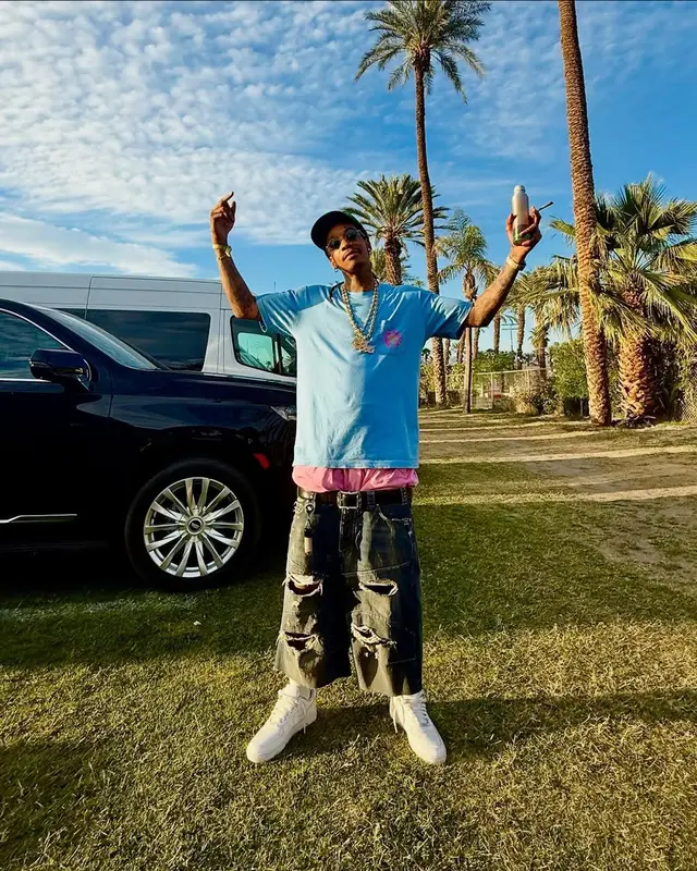 Wiz Khalifa outfit in Balenciaga, Nike, and Chrome Hearts, 2025