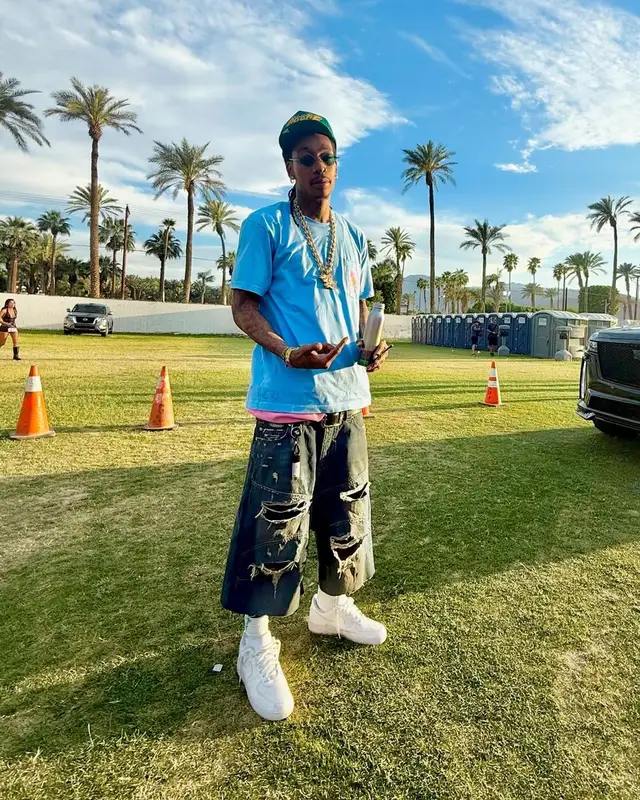 Wiz Khalifa outfit in Balenciaga, Nike, and Chrome Hearts, 2025