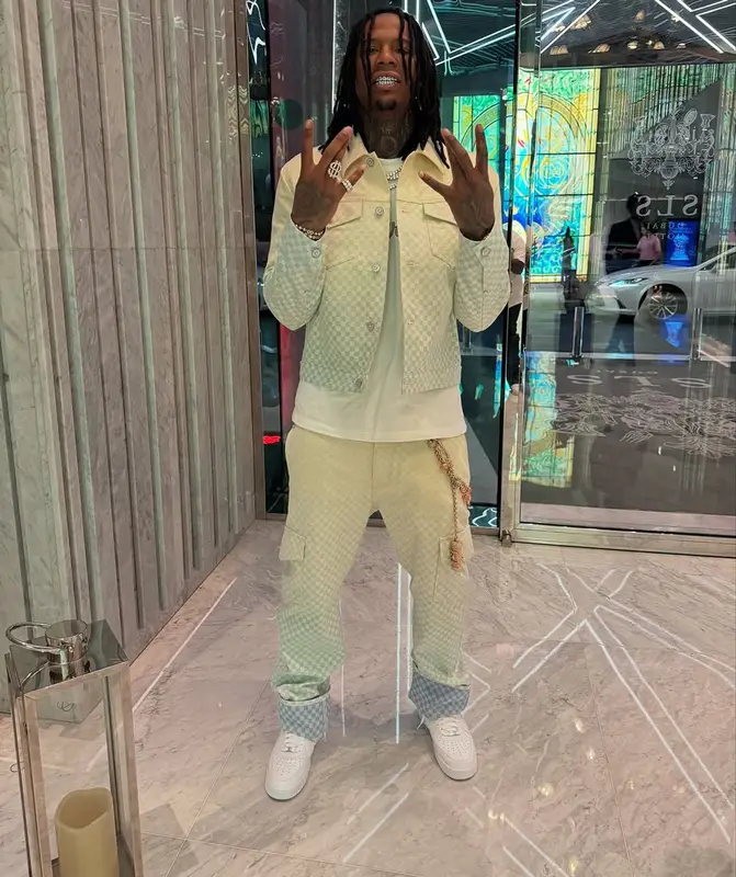 Moneybagg Yo outfit in Louis Vuitton and Nike, 2025