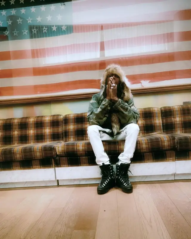 Yung Bans outfit in Enfants Riches Deprimes, Balenciaga, and Bstroy, 2025