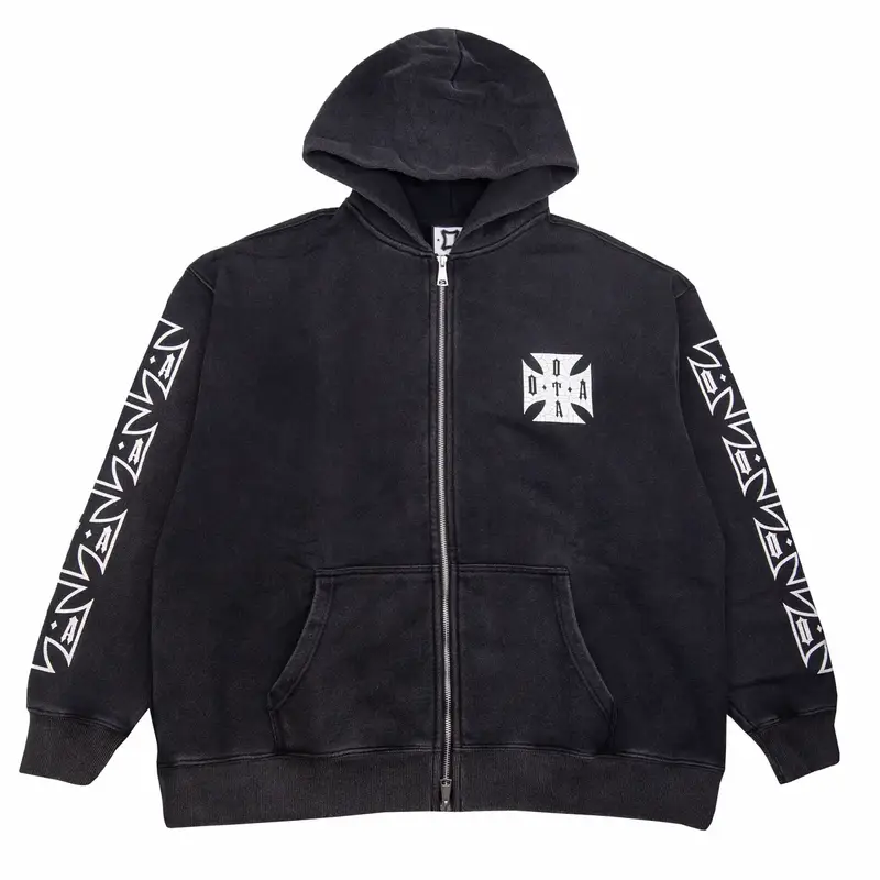 On The Arm OTA Washed Black Choppa Zip Up Hoodie | WHAT'S ON THE STAR?