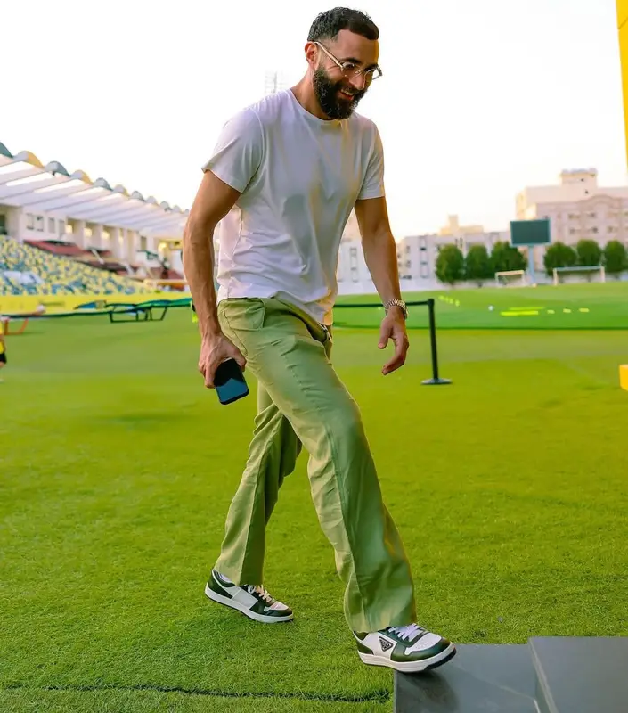Karim Benzema outfit in Prada and Rolex, 2025