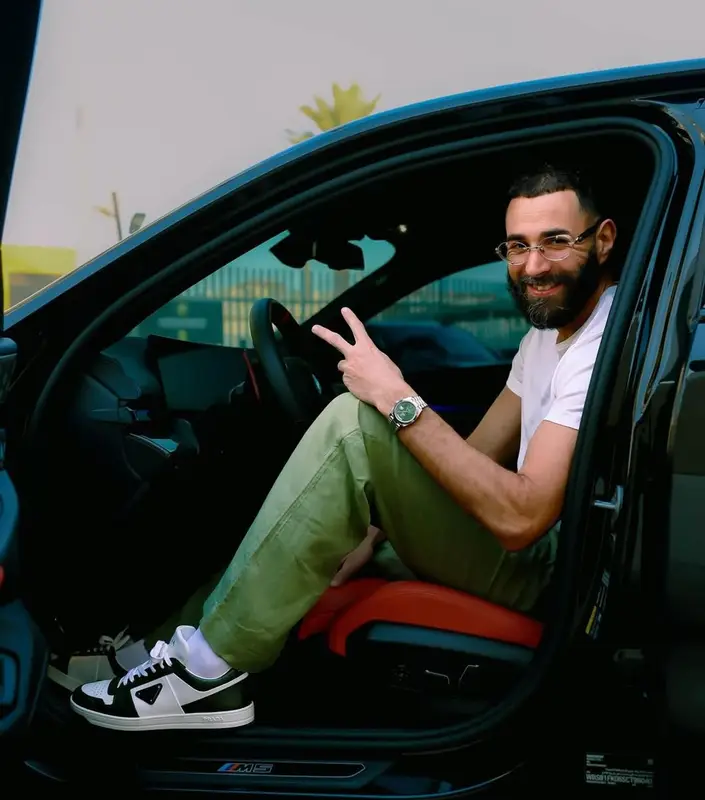 Karim Benzema outfit in Prada and Rolex, 2025